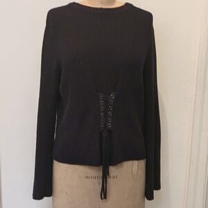 Black Sweater with Lace Up detail